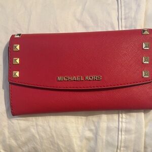 Michael Kors Scarlet Wallet with Gold Studs